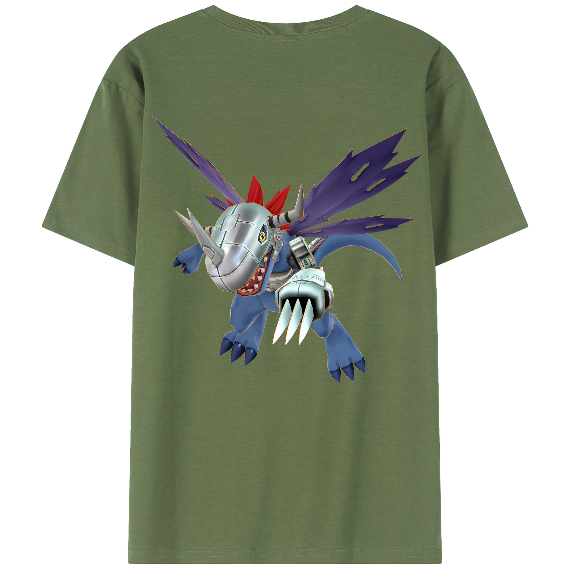 （画像用） Digimon デジタルモンスター/デジモン 綿100％ メンズ半袖Tシャツ（バックプリント） 通気性